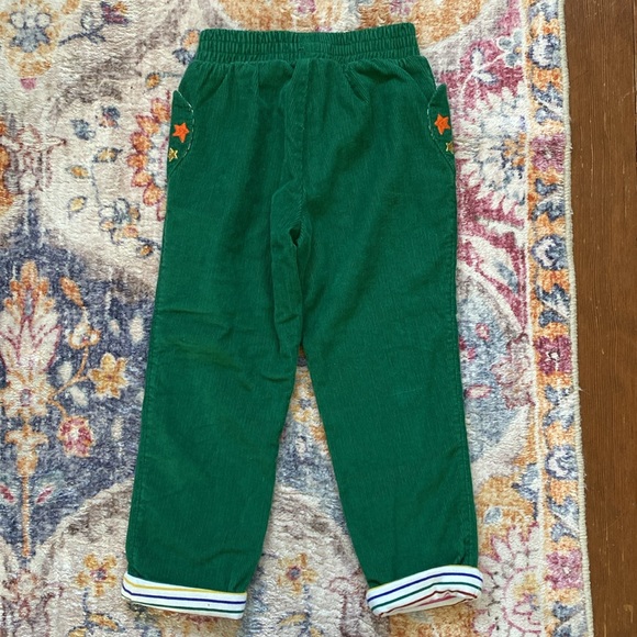Mini Boden Green Corduroy Pants with Colorful Embroidery - Picture 5 of 5